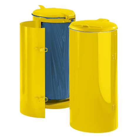 VAR Nádoba na odpad z ocelového plechu, pro objem 120 l, s jednokřídlými dveřmi, žlutý se žlutým