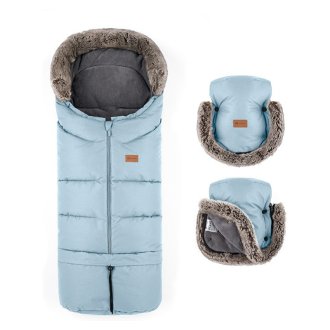 PETITE&MARS Set zimní fusak Arctic 4v1 + rukavice na kočárek - Furry Sky Whisper