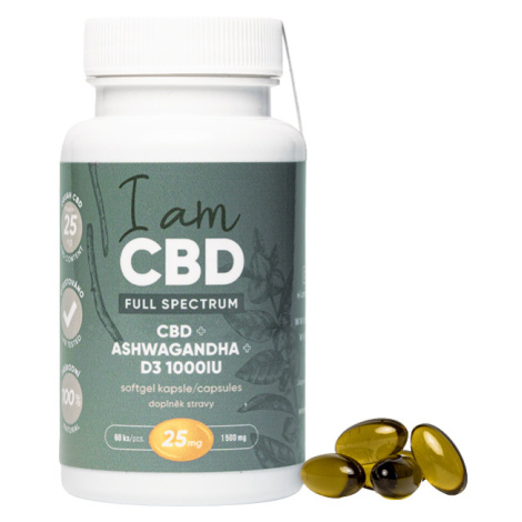 I AM CBD Full Spectrum CBD kapsle 1 500 mg, D3, Ashwagandha 60 kapslí