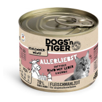 Dogs'n Tiger Gourmet Menu 12 × 200 g - výhodné balení - hovězí s játry