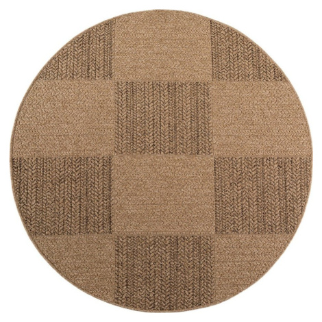 Hnědý kulatý vnitřní a venkovní koberec ø 160 cm Timber 1405 – Ayyildiz Carpets