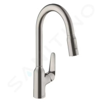 HANSGROHE Focus M42 Dřezová baterie M429-H220 s výsuvnou sprškou, vzhled nerezu 71800800