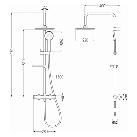 MEXEN/S KX40 sprchový sloup s termostatickou baterií černá 771504091-70