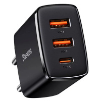 Nabíječka Baseus Compact Quick Charger, 2xUSB, USB-C, PD, 3A, 30W (black)