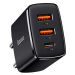 Nabíječka Baseus Compact Quick Charger, 2xUSB, USB-C, PD, 3A, 30W (black)