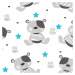 New Baby Nepromokavá flanelová podložka Cute Teddy bílá, 57 x 47 cm