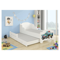 Dětská postel s obrázky - čelo Amadis II Rozměr: 160 x 80 cm, Obrázek: Policejní auto
