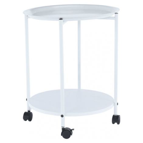 Tempo Kondela Příruční stolek s kolečky DERIN - bílá + kupón KONDELA10 na okamžitou slevu 3% (ku