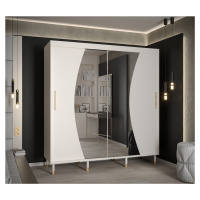 Šatní skříň Abi Calipso Wav Barva korpusu: Bílá, Rozměry: 200 cm, Dveře: Bílá + zrcadlo