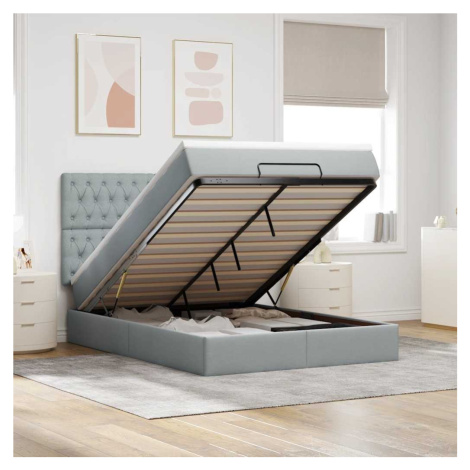 vidaXL Osmanský rám postele s matrací světle šedá 140x190cm textil