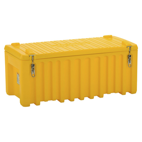 CEMO Univerzální box z polyetylenu, obsah 250 l, nosnost 200 kg, žlutá