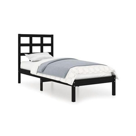 Rám postele černý masivní dřevo 100 × 200 cm, 3105464 SHUMEE