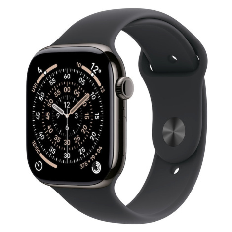 Apple Watch Series 11 GPS + Cellular 42mm břidlicově šedé titanové pouzdro s černým sportovním ř