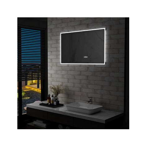 Koupelnové LED zrcadlo dotykový senzor zobrazení času 100x60 cm SHUMEE