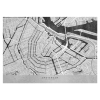 Mapa Gray vintage map of Amsterdam, Blursbyai, 40 × 30 cm