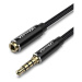 Vention Cotton Braided TRRS 3.5mm Male to 3.5mm Female Audio Extension 1m Black Aluminum Alloy T