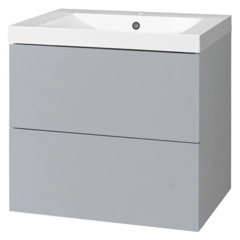 MEREO Aira, koupelnová skříňka s umyvadlem z litého mramoru 61 cm, šedá CN730M