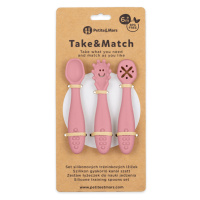 PETITE&MARS Set 3 ks silikonových tréninkových lžiček Take&Match Dusty Rose 6m+