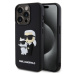 Karl Lagerfeld 3D Rubber Karl and Choupette kryt iPhone 15 Pro černý