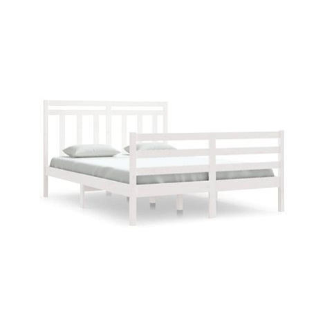 Rám postele bílý masivní dřevo 140 × 200 cm, 3105316 SHUMEE
