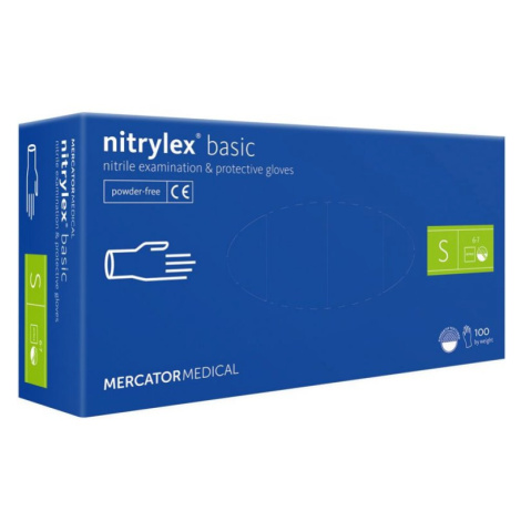 Jednorázové nitrilové rukavice Mercator Medical Nitrylex Basic modré 100 ks Rozměr: S