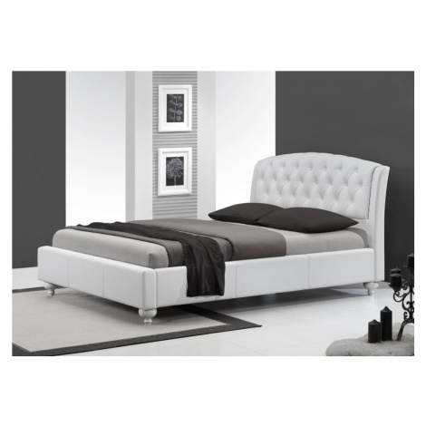 Dvoulůžková postel SOFIA –⁠ 160x200, PU kůže, bílá