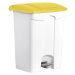 helit Nášlapná nádoba na odpad, objem 70 l, š x v x h 500 x 670 x 410 mm, bílá, žluté víko
