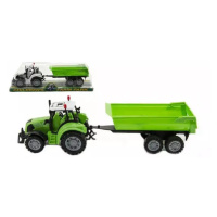 Traktor s vlekem a výklopkou plast 35cm 3 barvy na setrvačník v blistru