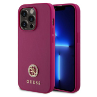 Guess PU 4G Strass Metal Logo Kryt iPhone 15 Pro Max růžový