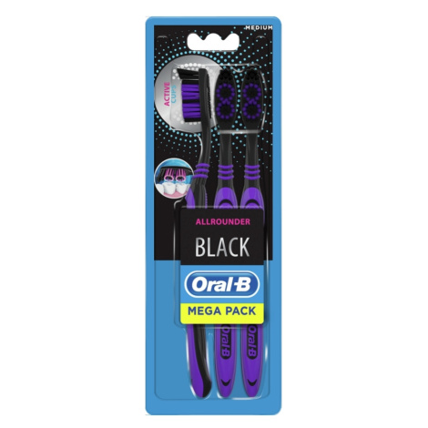 ORAL-B Zubní kartáček Allrounder Black Střední 3 ks