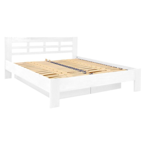 Dvoulůžková postel z masivu s úložným prostorem ANGELA 180x200 cm bílá 8590828141631