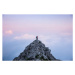 Fotografie Hiker man on the top of mountain during twilight, massimo colombo, 40 × 26.7 cm