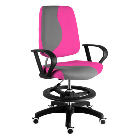Dětská rostoucí židle s podnoží BAMBINO S – látka, šedo-růžová