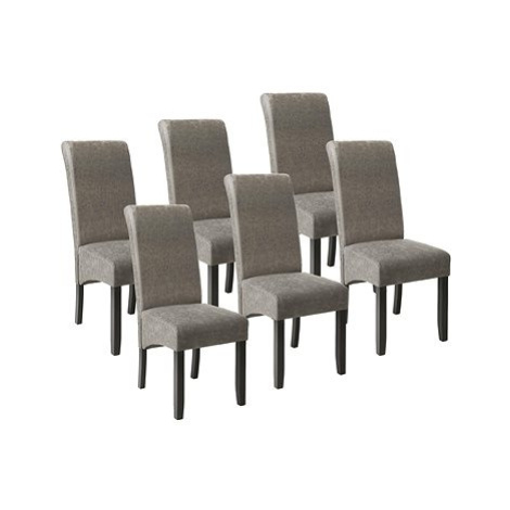 6× Jídelní židle ergonomické, masivní dřevo, mramorová šedá tectake