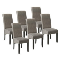 6× Jídelní židle ergonomické, masivní dřevo, mramorová šedá