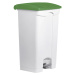 helit Nášlapná nádoba na odpad, objem 90 l, š x v x h 500 x 830 x 410 mm, bílá, zelené víko