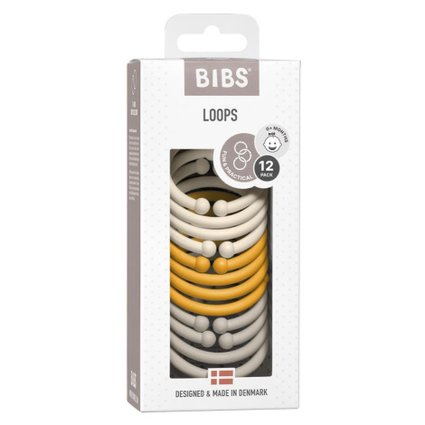 BIBS Loops kroužky 12 ks - Ivory / Honey Bee / Sand