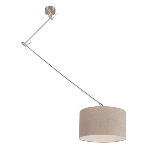 Závěsná lampa ocelová se stínidlem 35 cm nastavitelná taupe - Blitz I. QAZQA