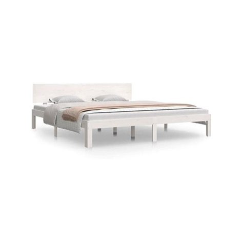 Rám postele bílý masivní dřevo 180 × 200 cm Super King, 810511 SHUMEE
