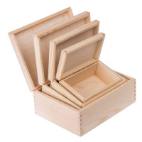 FK Sada dřevěných krabiček (4 kusy) - 22x16x9, Přírodní
