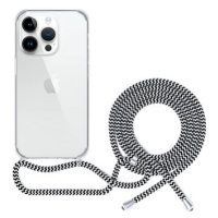 Epico transparentní kryt se šňůrkou pro iPhone 14 Pro Max - černo-bílá