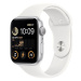 Apple Watch SE (2022) 44mm Stříbrný hliník s bílým sportovním řemínkem