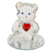Popron.cz Glass Bear with Heart, ca. 4, 5 cm, 12 ass., in plastic box, 24 pcs. per display