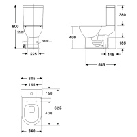 Bruckner DARIO WC kombi, Rimless, spodní/zadní odpad, bílá 201.431.4