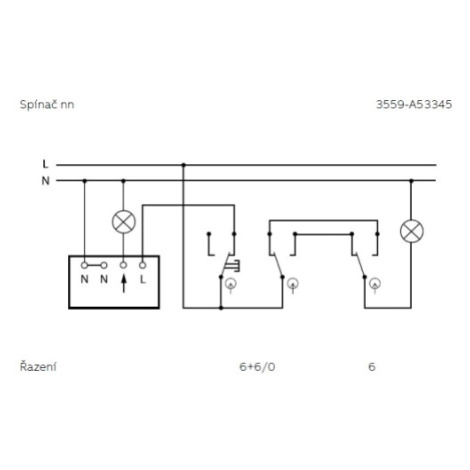 ABB Tango vypínač č.6+6 IP44 slonová kost 3559A-A52940 C