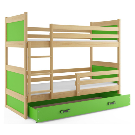 BMS Dětská patrová postel RICO | borovice 80 x 190 cm Barva: Zelená