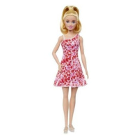 Barbie modelka - růžové květinové šaty