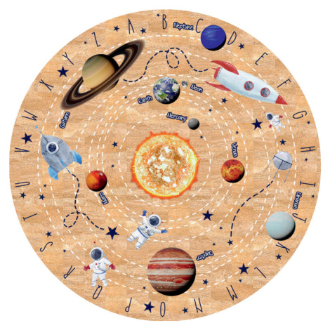Kruhový koberec z korku - Vesmírné planety INSPIO