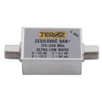 Anténní zesilovač Teroz 604X, nízkošumový, DAB, G23dB, F0,7dB, U>120dBμV, F-F