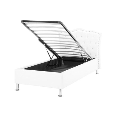 BELIANI postel s úložištěm Chesterfield METZ 90 × 200 cm, kožená, bílá